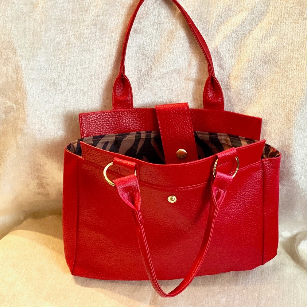 Faux Leather Handbag Red PVC handbag
